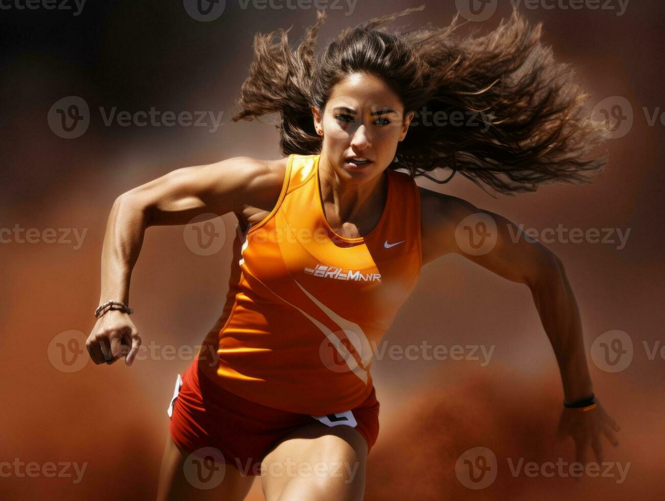 dinamico fotografia di femmina atleta ai generativo foto