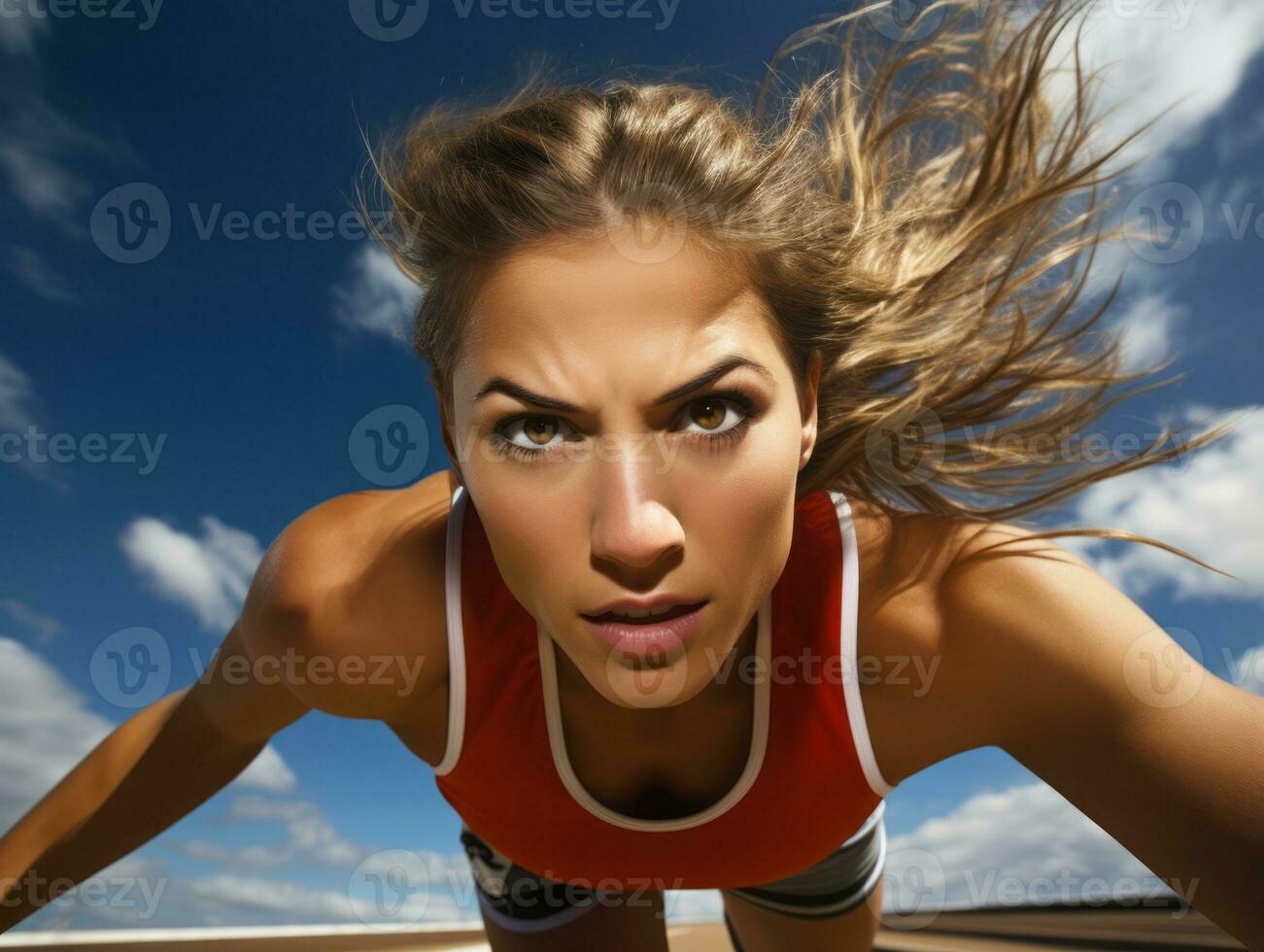 dinamico fotografia di femmina atleta ai generativo foto