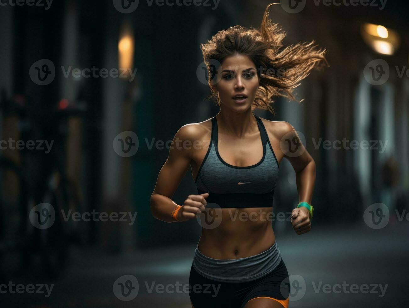 dinamico fotografia di femmina atleta ai generativo foto