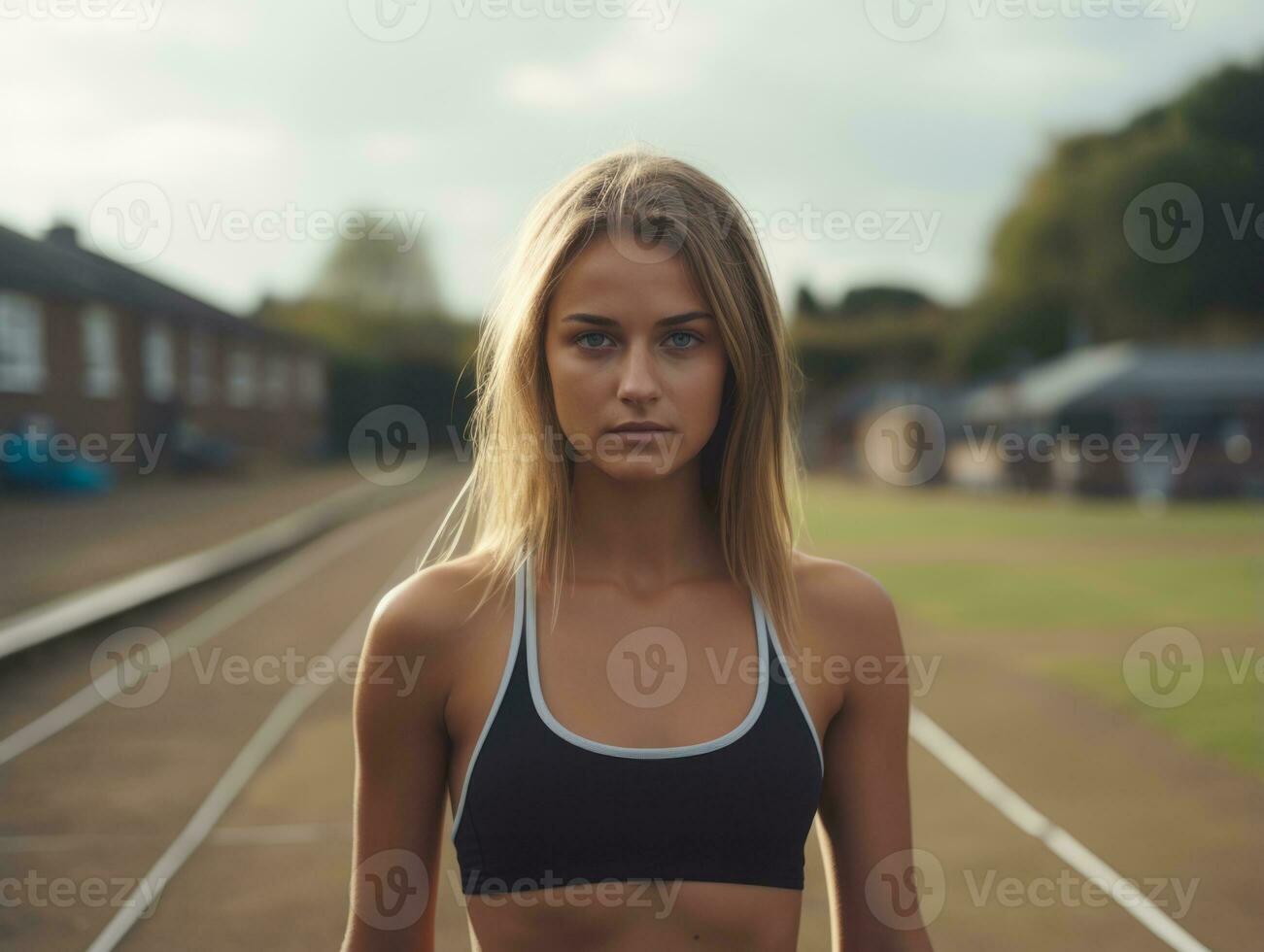 dinamico fotografia di femmina atleta ai generativo foto