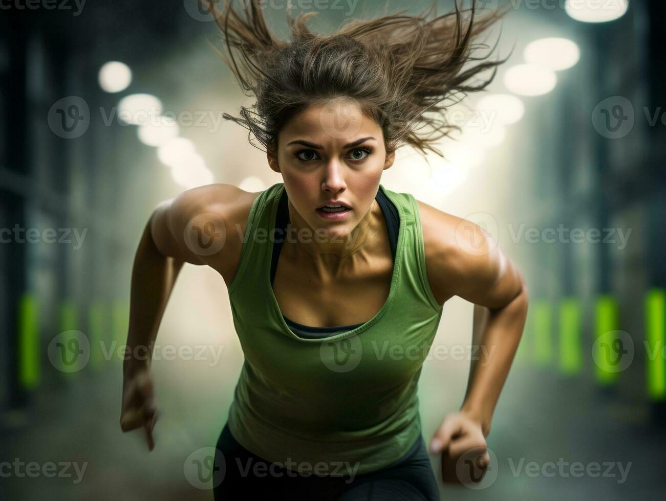 dinamico fotografia di femmina atleta ai generativo foto