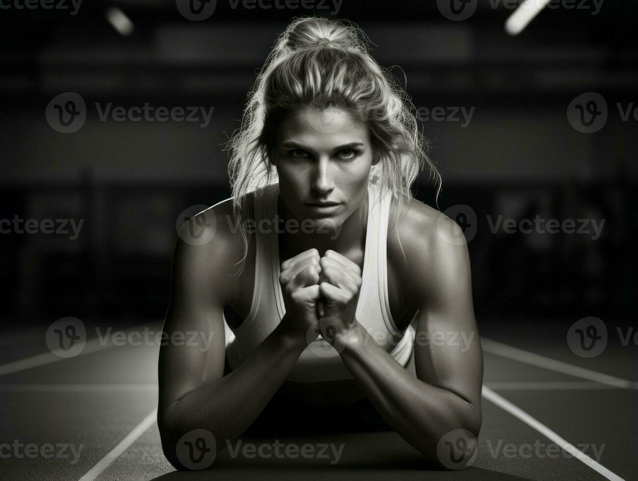 dinamico fotografia di femmina atleta ai generativo foto