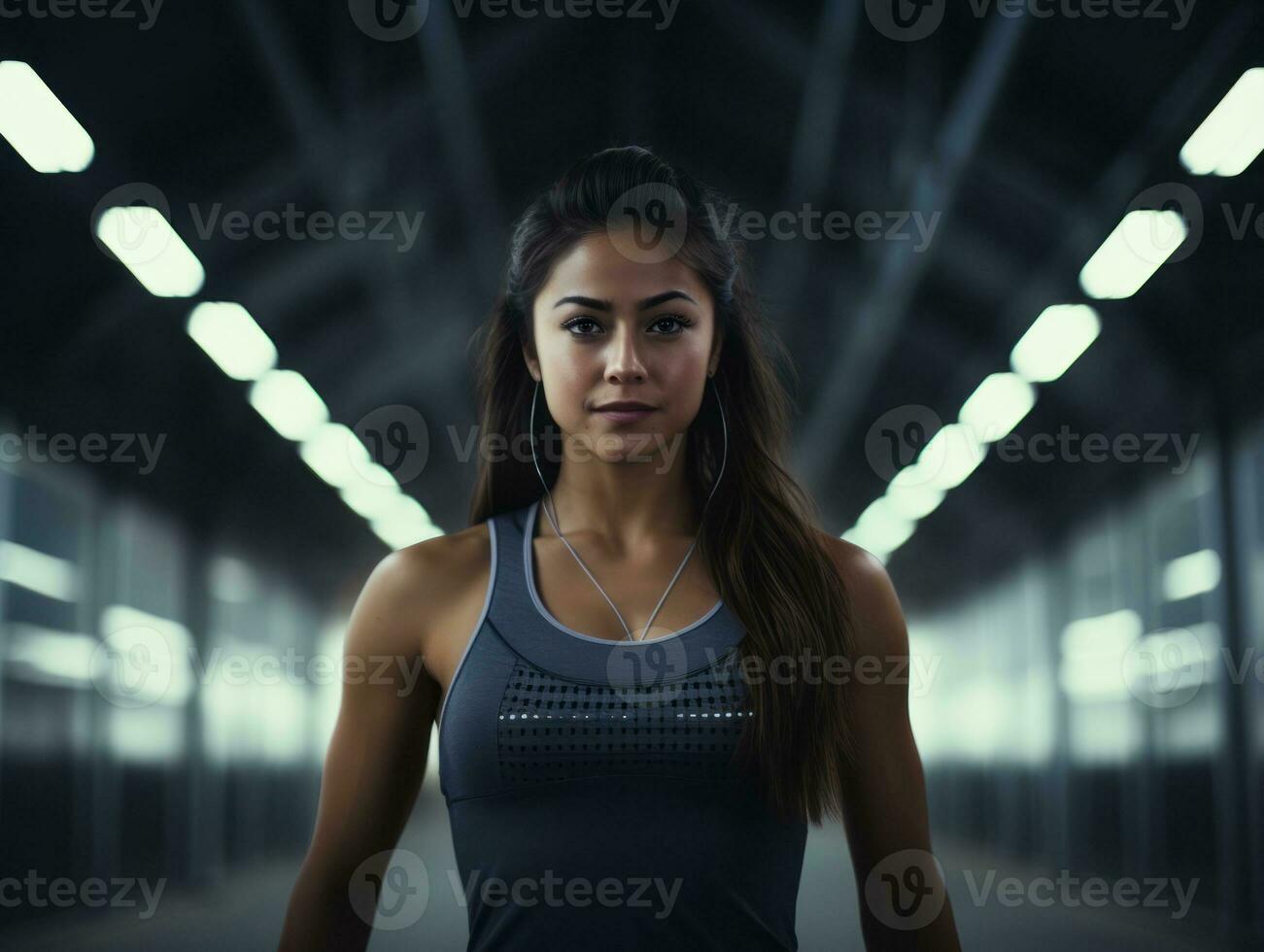 dinamico fotografia di femmina atleta ai generativo foto