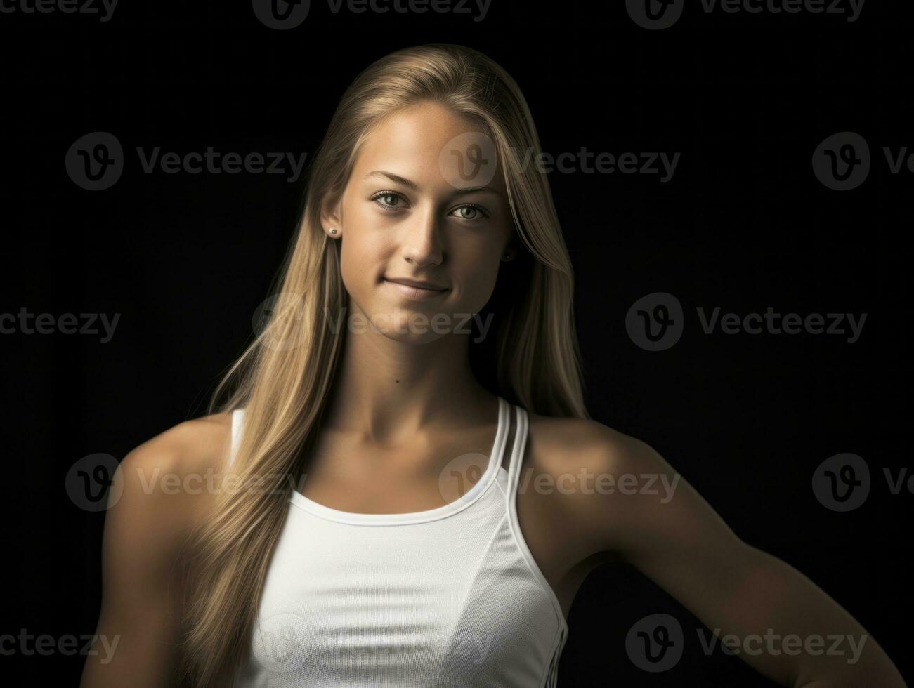 dinamico fotografia di femmina atleta ai generativo foto