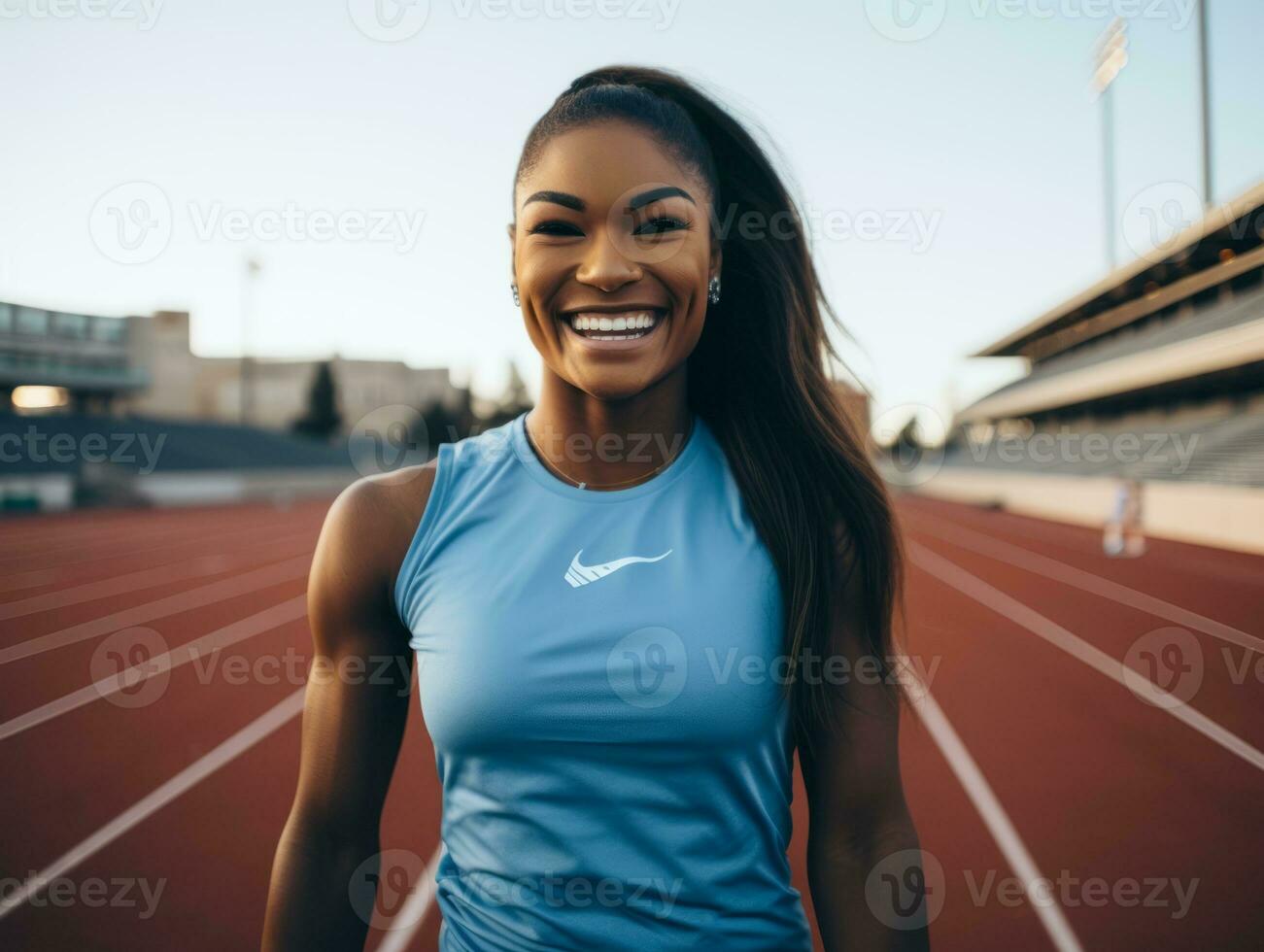 dinamico fotografia di femmina atleta ai generativo foto