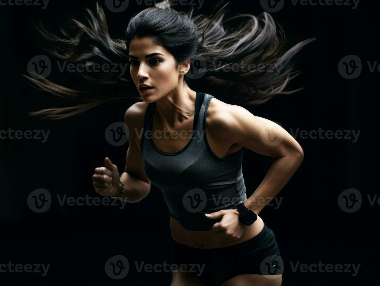 dinamico fotografia di femmina atleta ai generativo foto