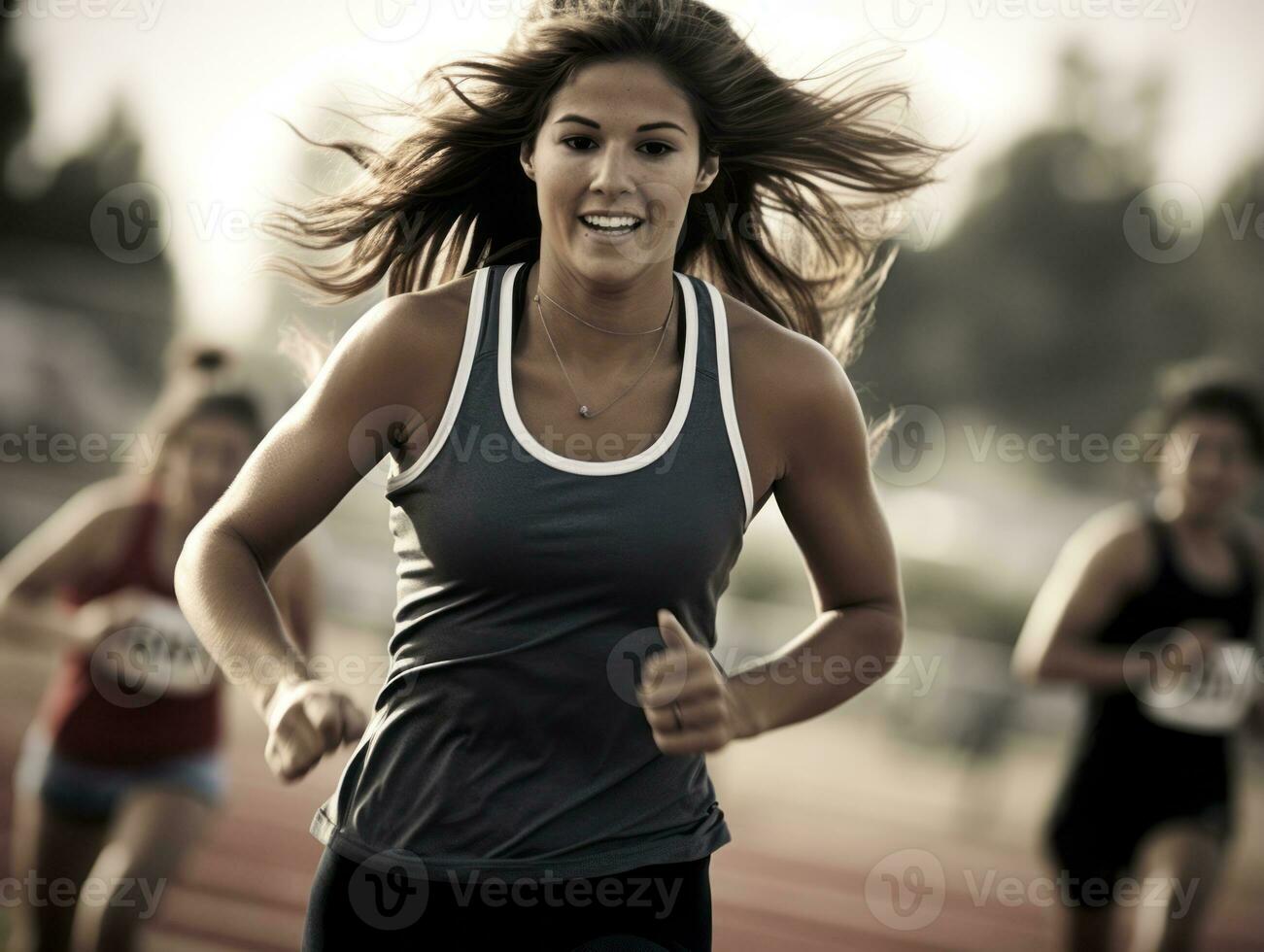 dinamico fotografia di femmina atleta ai generativo foto