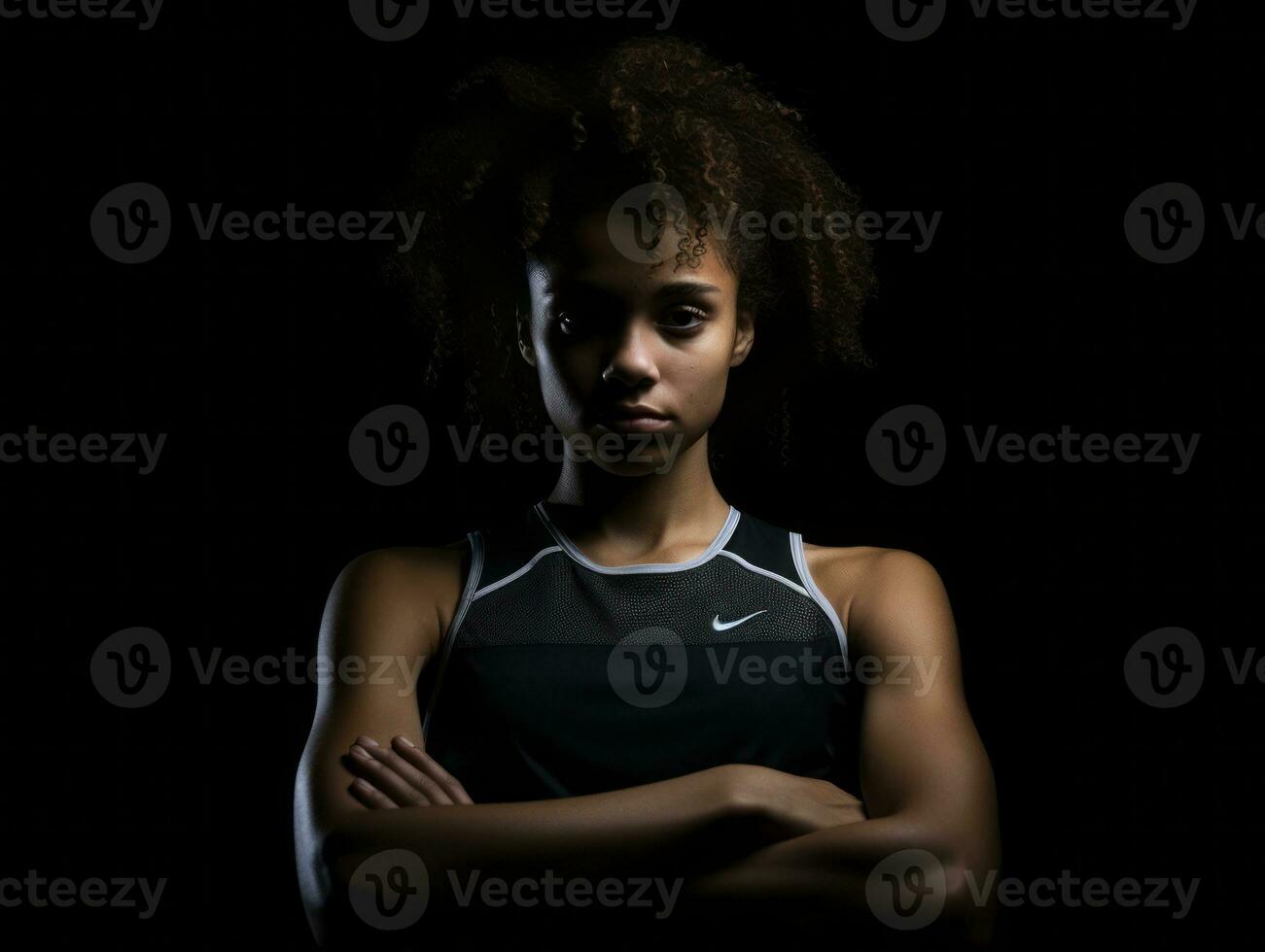 dinamico fotografia di femmina atleta ai generativo foto