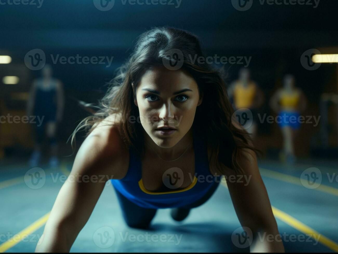 dinamico fotografia di femmina atleta ai generativo foto