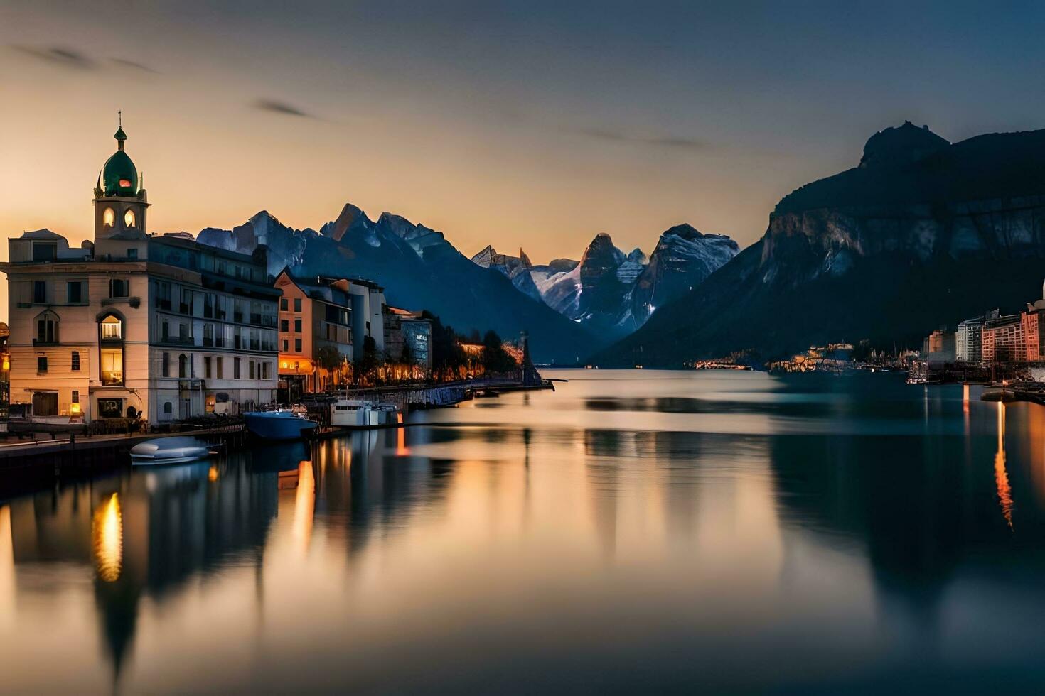 il città di luzern a crepuscolo. ai-generato foto