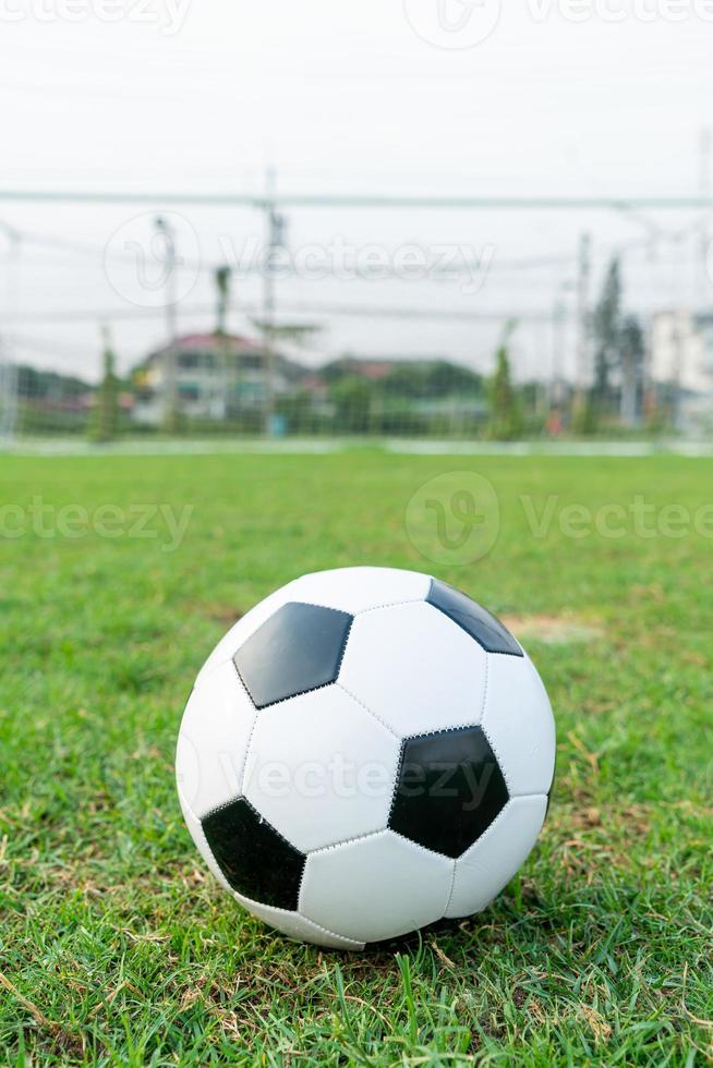 pallone da calcio sul campo da calcio foto