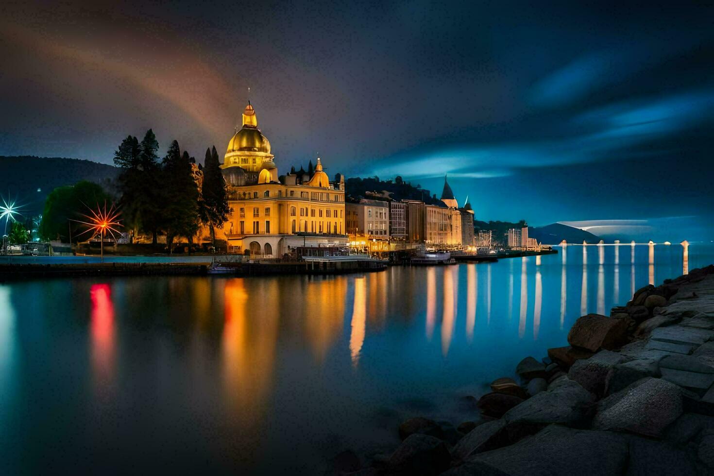 il città di luzern nel il notte. ai-generato foto