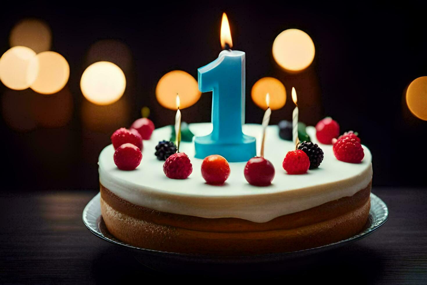 il numero uno compleanno torta. ai-generato foto