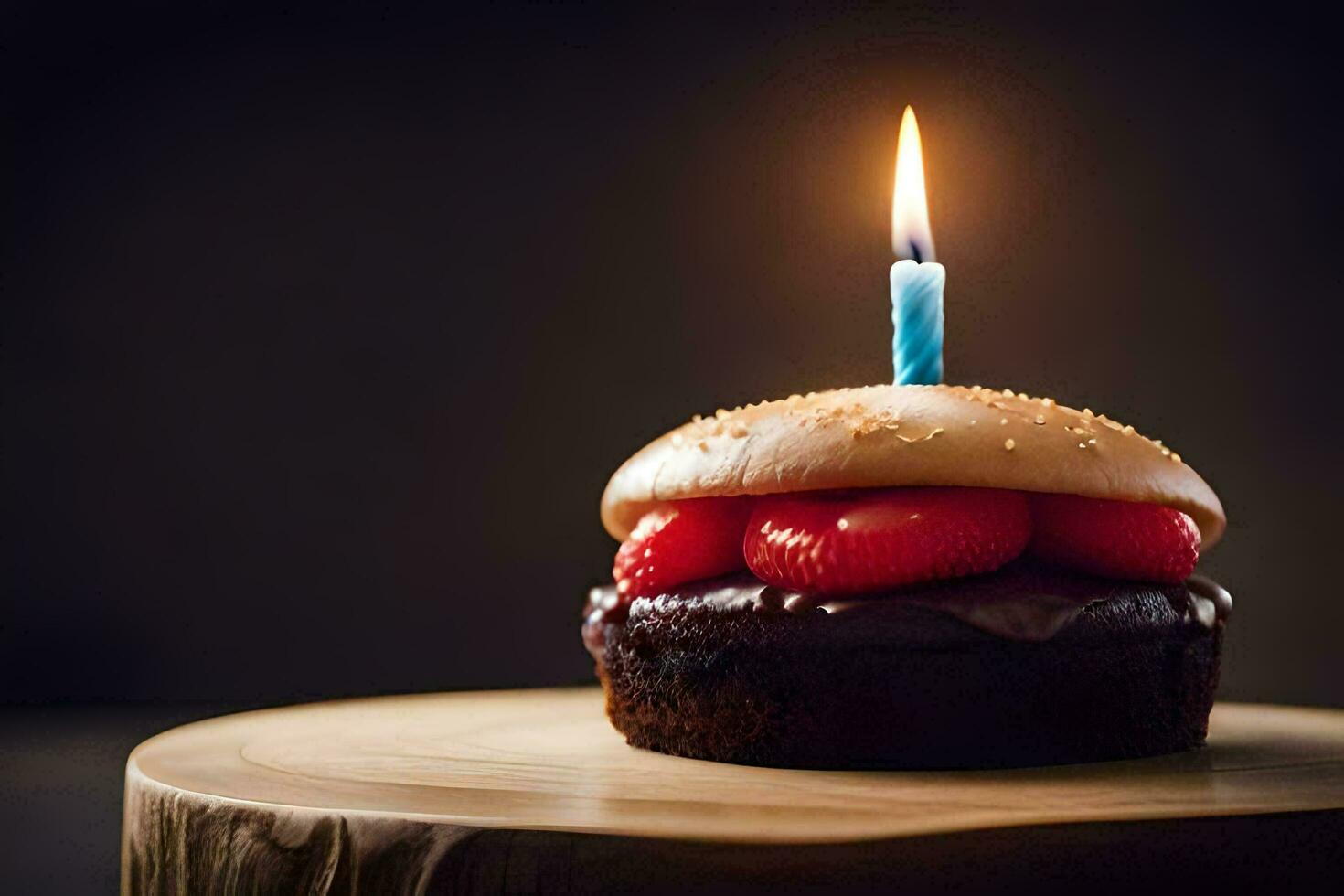 un' cioccolato torta con un' candela su superiore. ai-generato foto