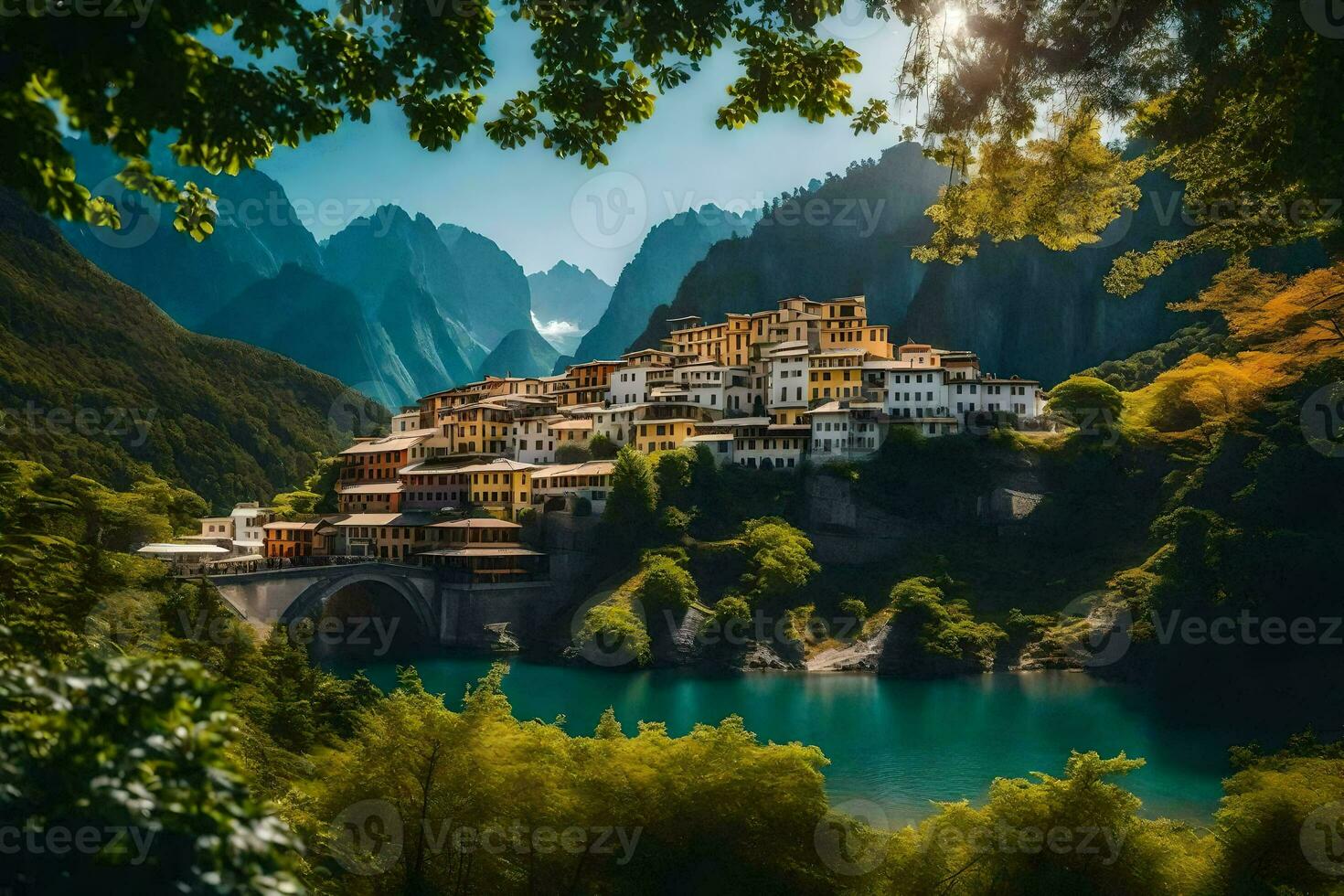 il villaggio di castel di Riva nel Italia. ai-generato foto