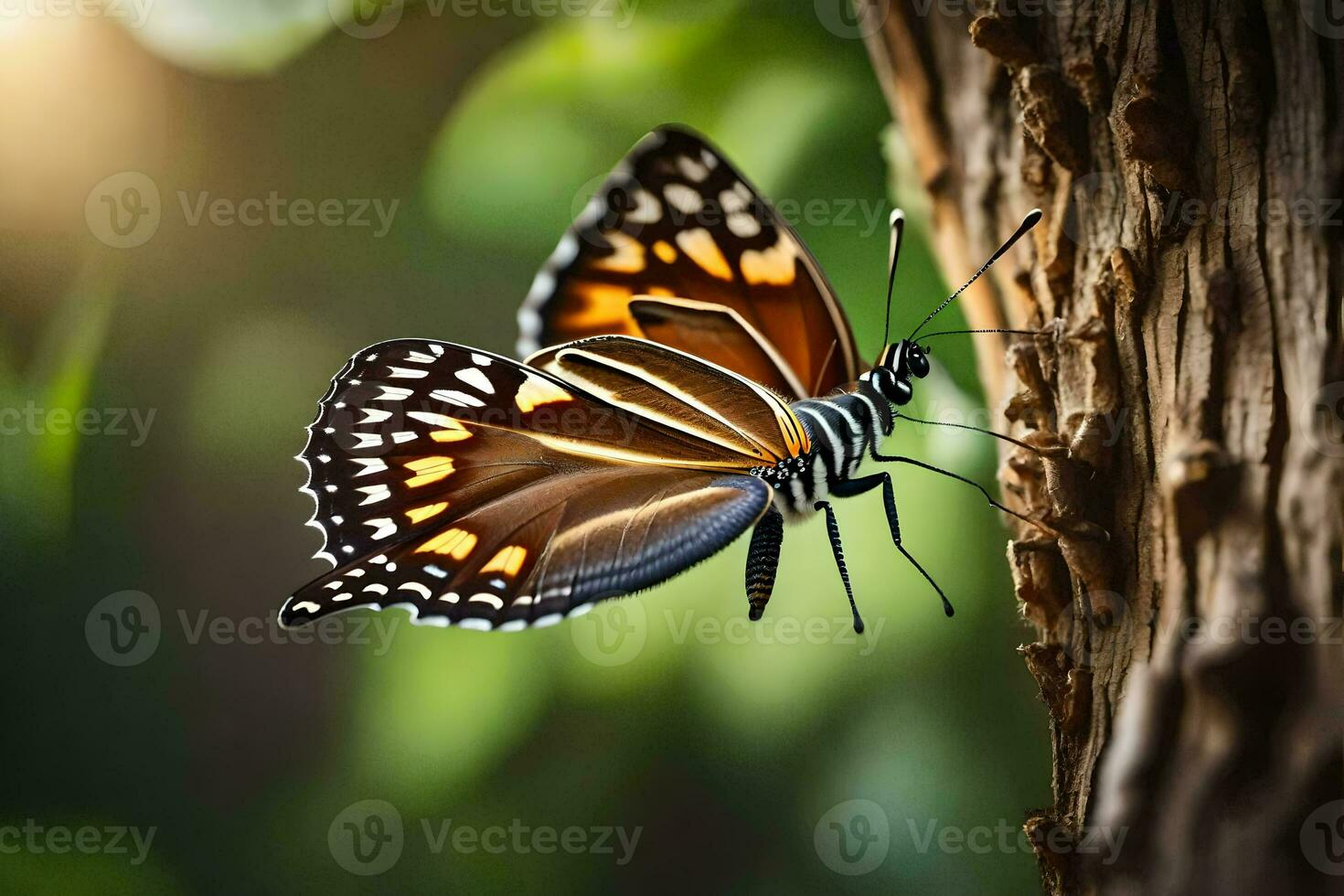 farfalla su albero, natura, natura sfondo, natura sfondo, natura sfondo azione fotografie e. ai-generato