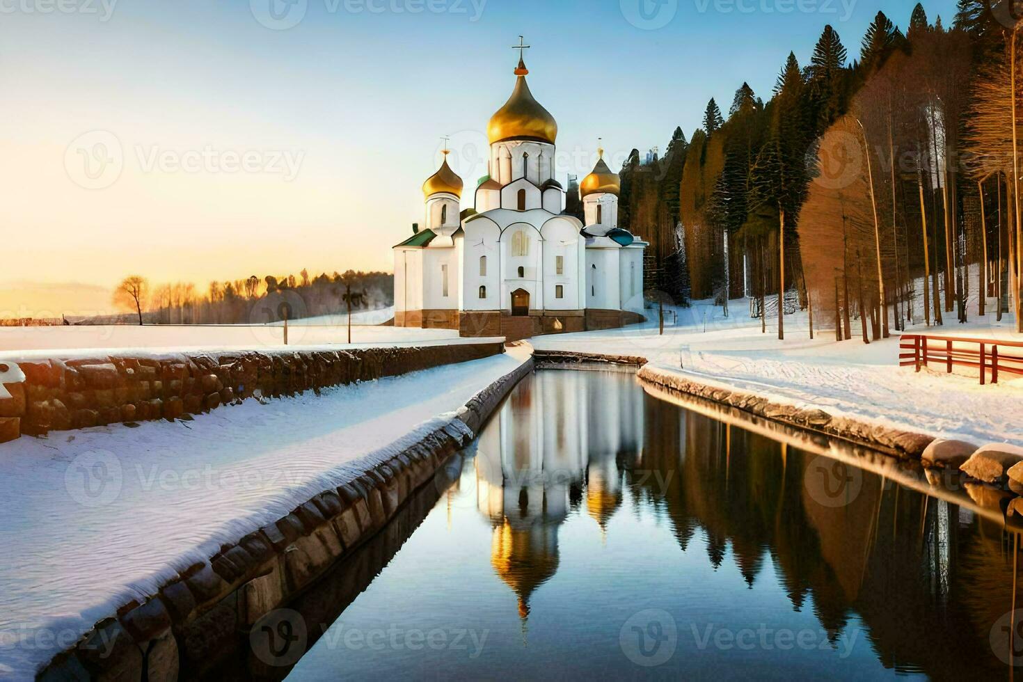 il Chiesa di il santo attraversare nel il inverno. ai-generato foto