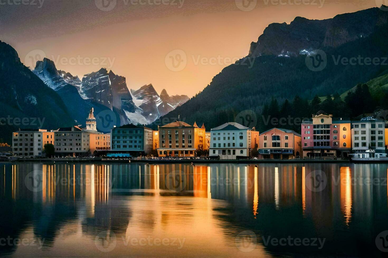 il cittadina di Lago di loro, Italia. ai-generato foto