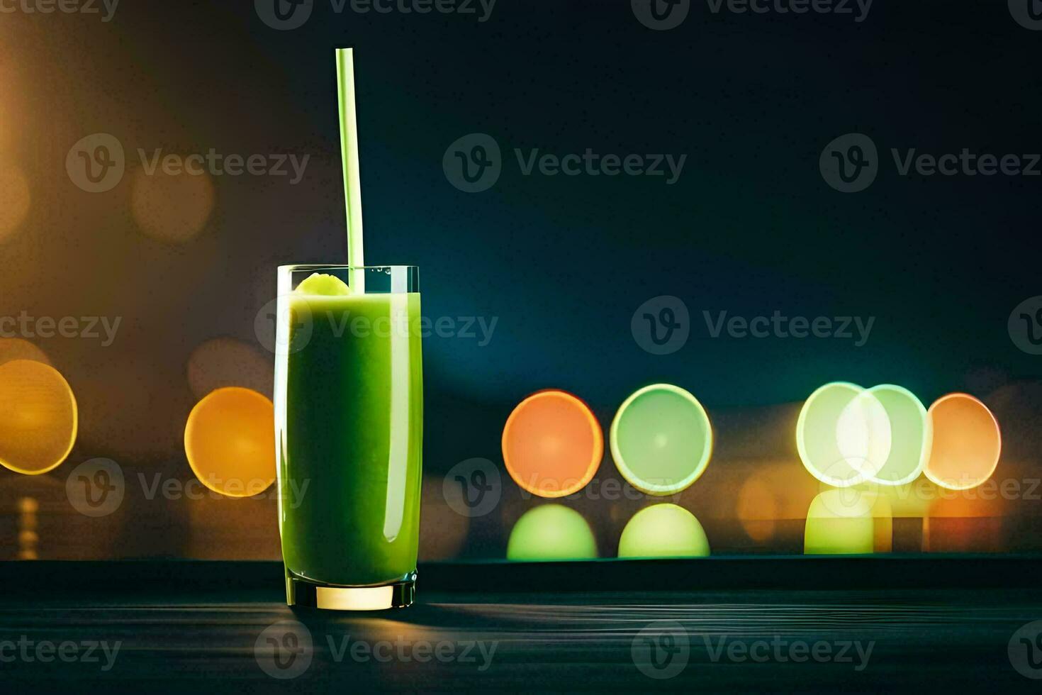 verde succo nel un' bicchiere con un' cannuccia. ai-generato foto