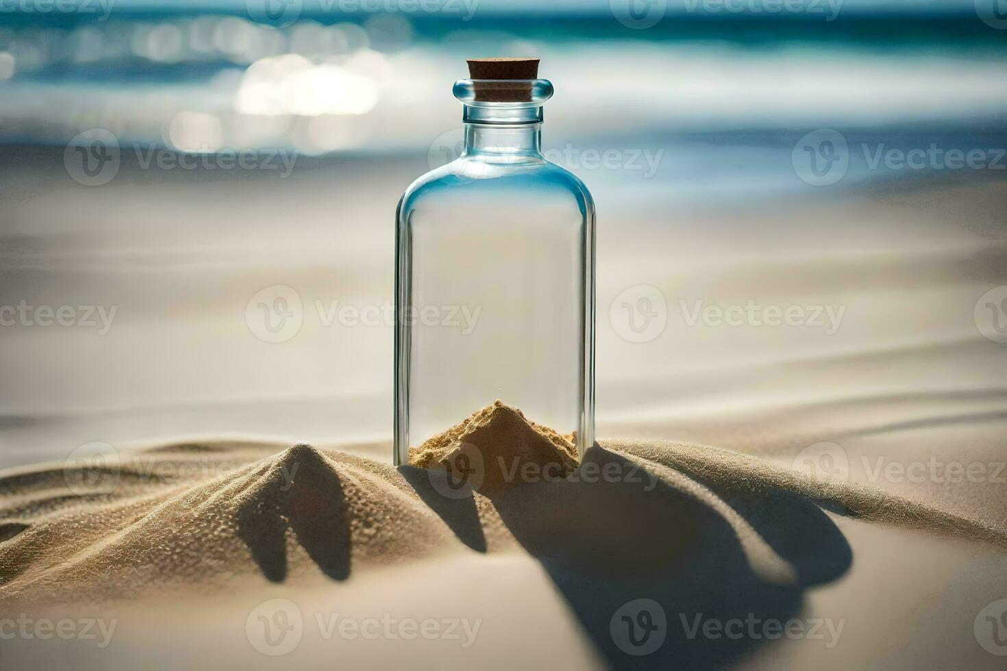 Messaggio nel un' bottiglia su il spiaggia. ai-generato foto