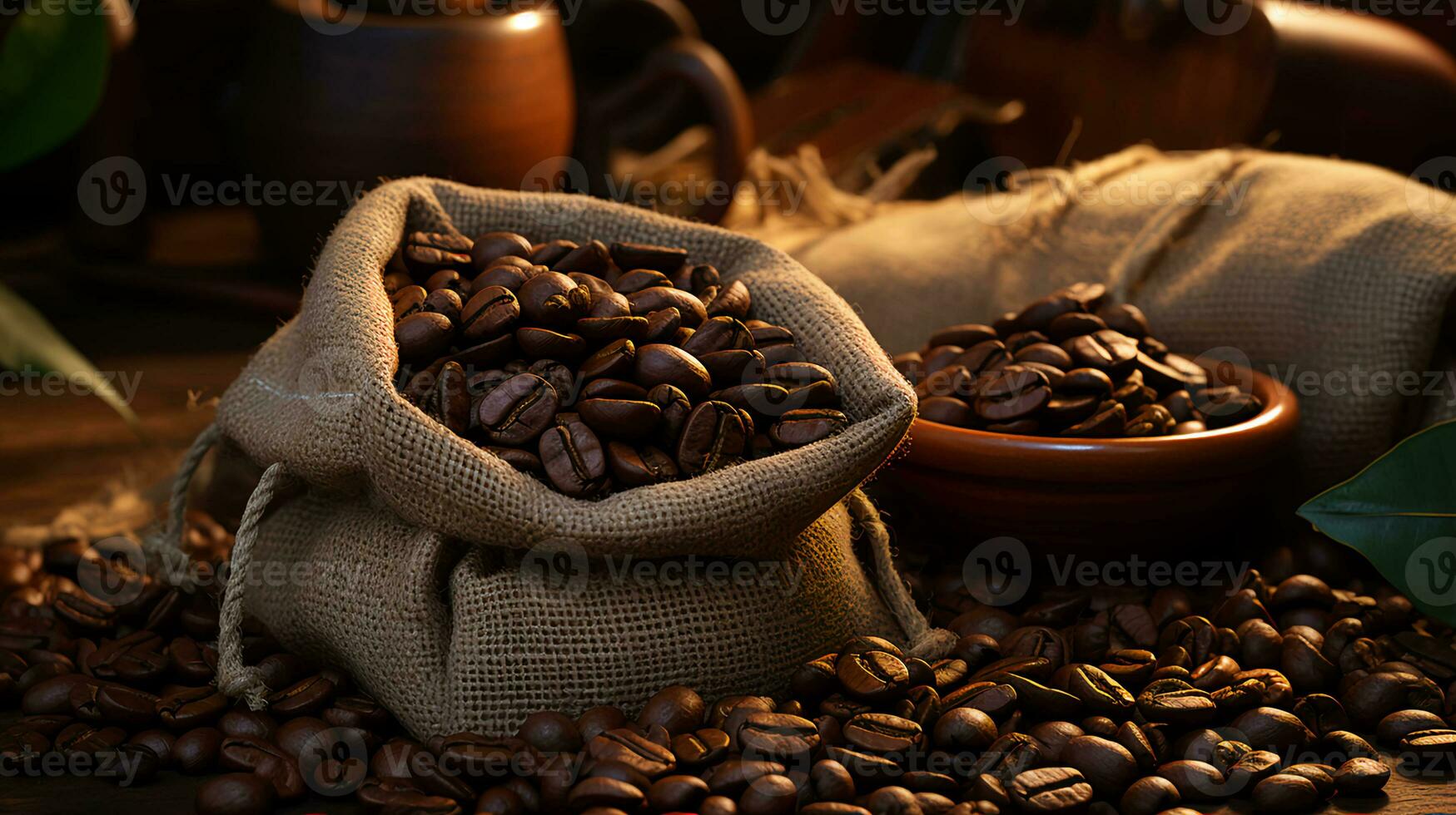 un' Borsa di arrostito aromatico robusta arabica caffè fagioli foto