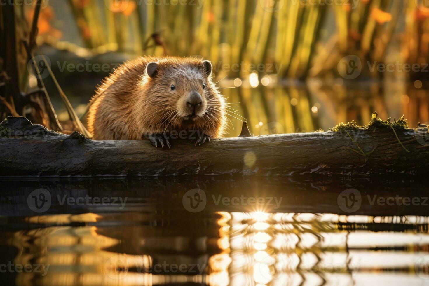 castoro nel natura largo vita animali. ai generato. foto