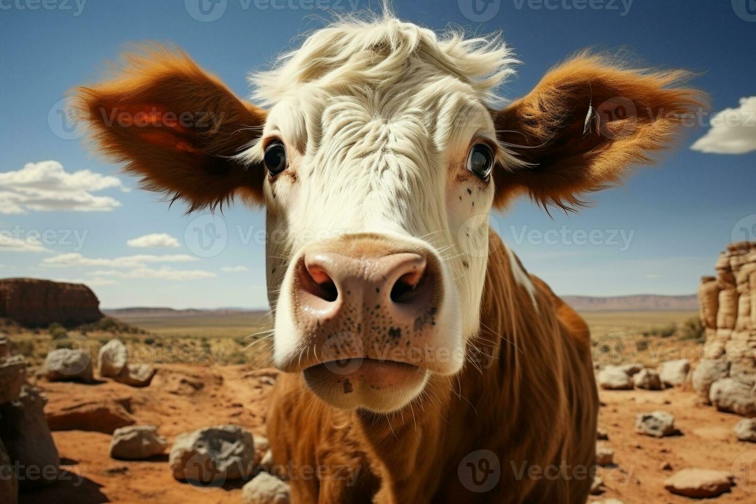 divertente ritratto di un' mucca ai generato foto