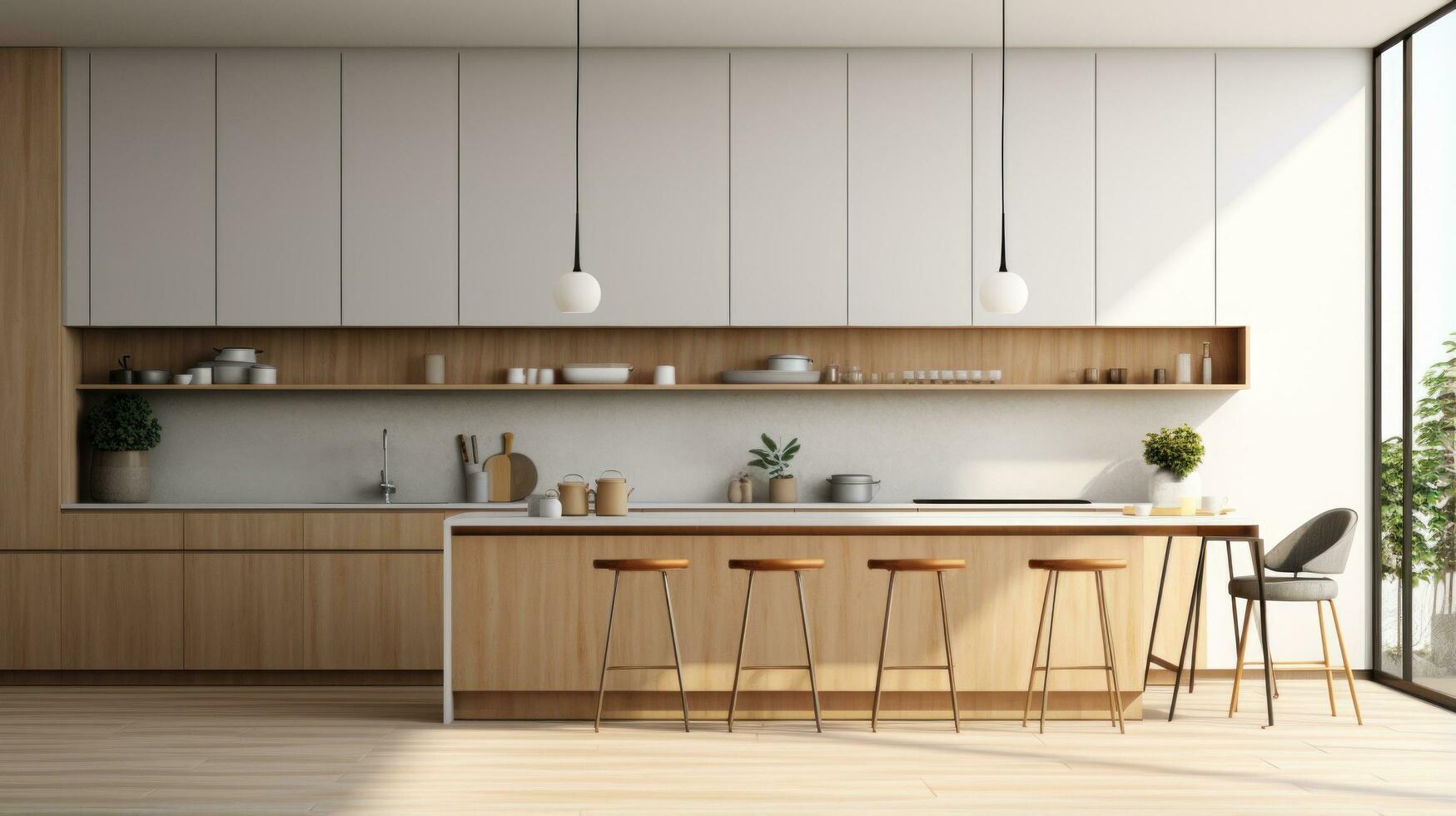creare un' accogliente moderno cucina con Questo casa modello interno sfondo foto