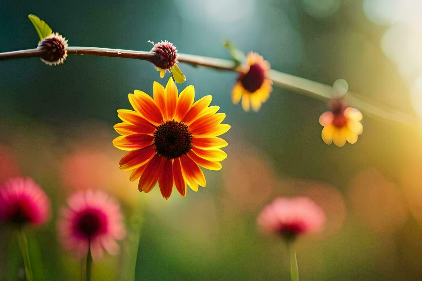 girasole, fiori, natura, natura sfondo, natura sfondo, natura sfondo HD sfondo. ai-generato foto