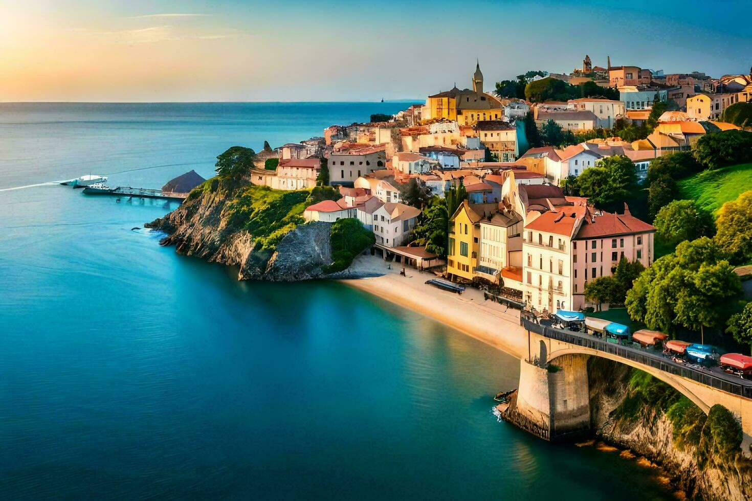 il città di zagabria, Croazia a tramonto. ai-generato foto