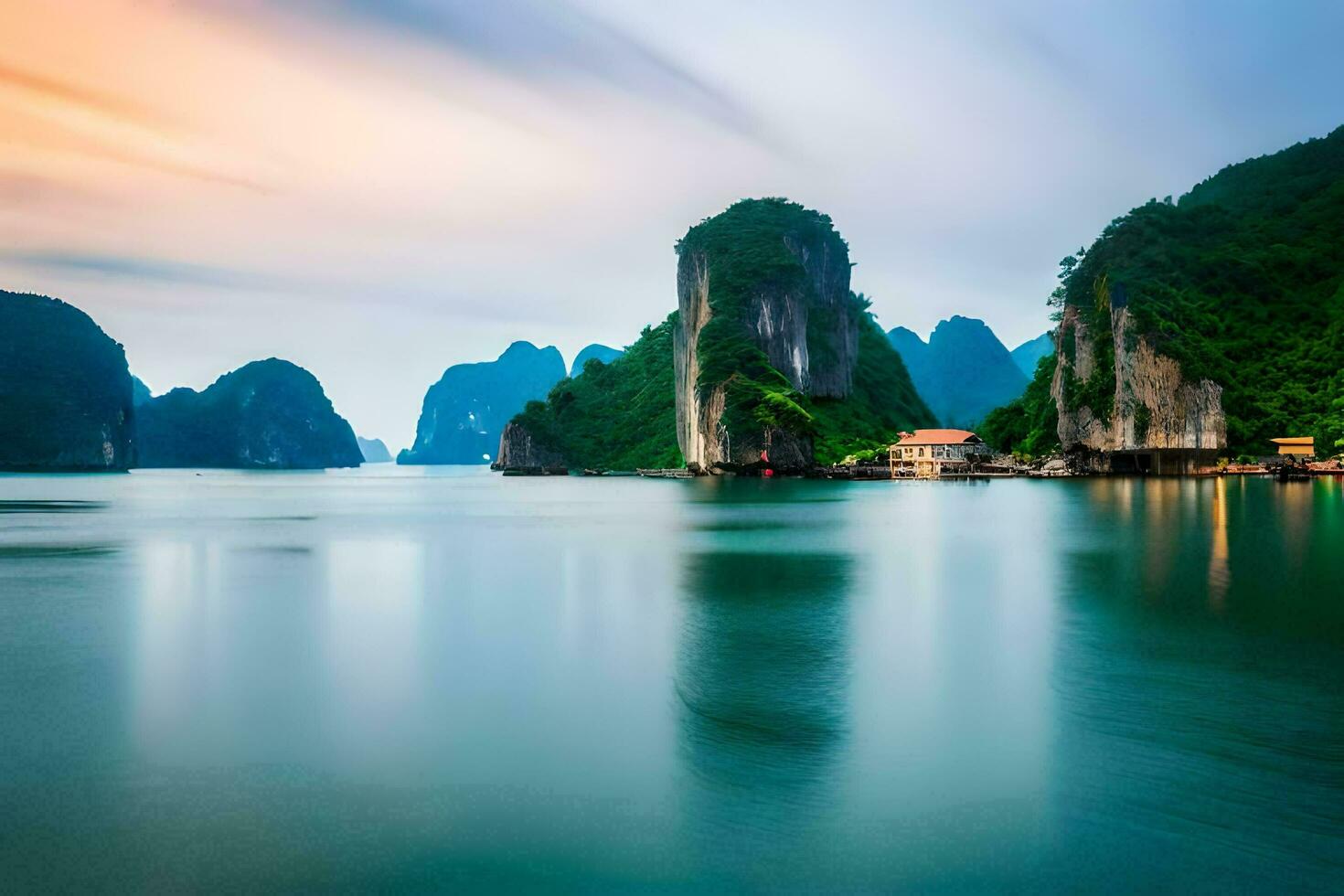 il bellissimo paesaggio di halong baia. ai-generato foto