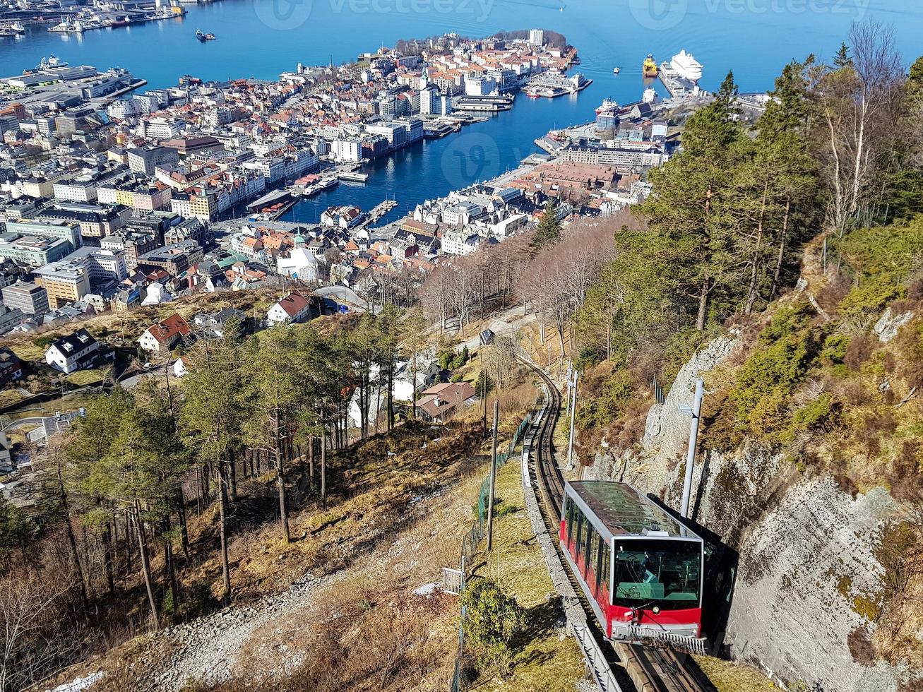 bergen dal punto di vista del monte floyen foto