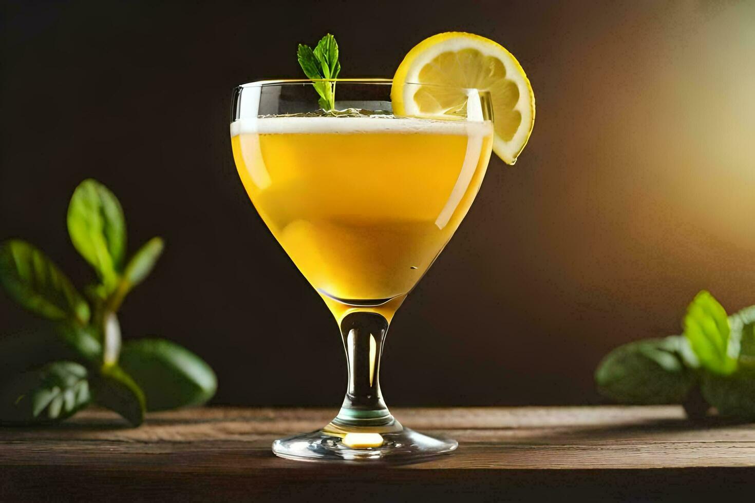 un' bicchiere di limonata con un' fetta di Limone. ai-generato foto