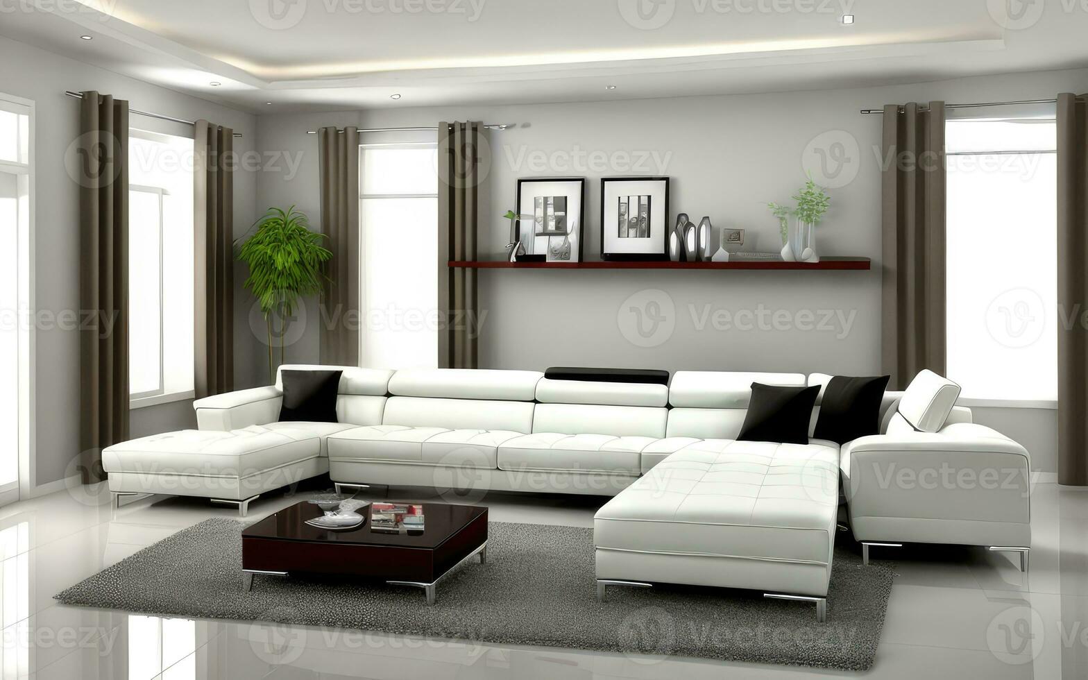 fotorealistico interno vivente camera interno elegante moderno creato con ai generativo foto