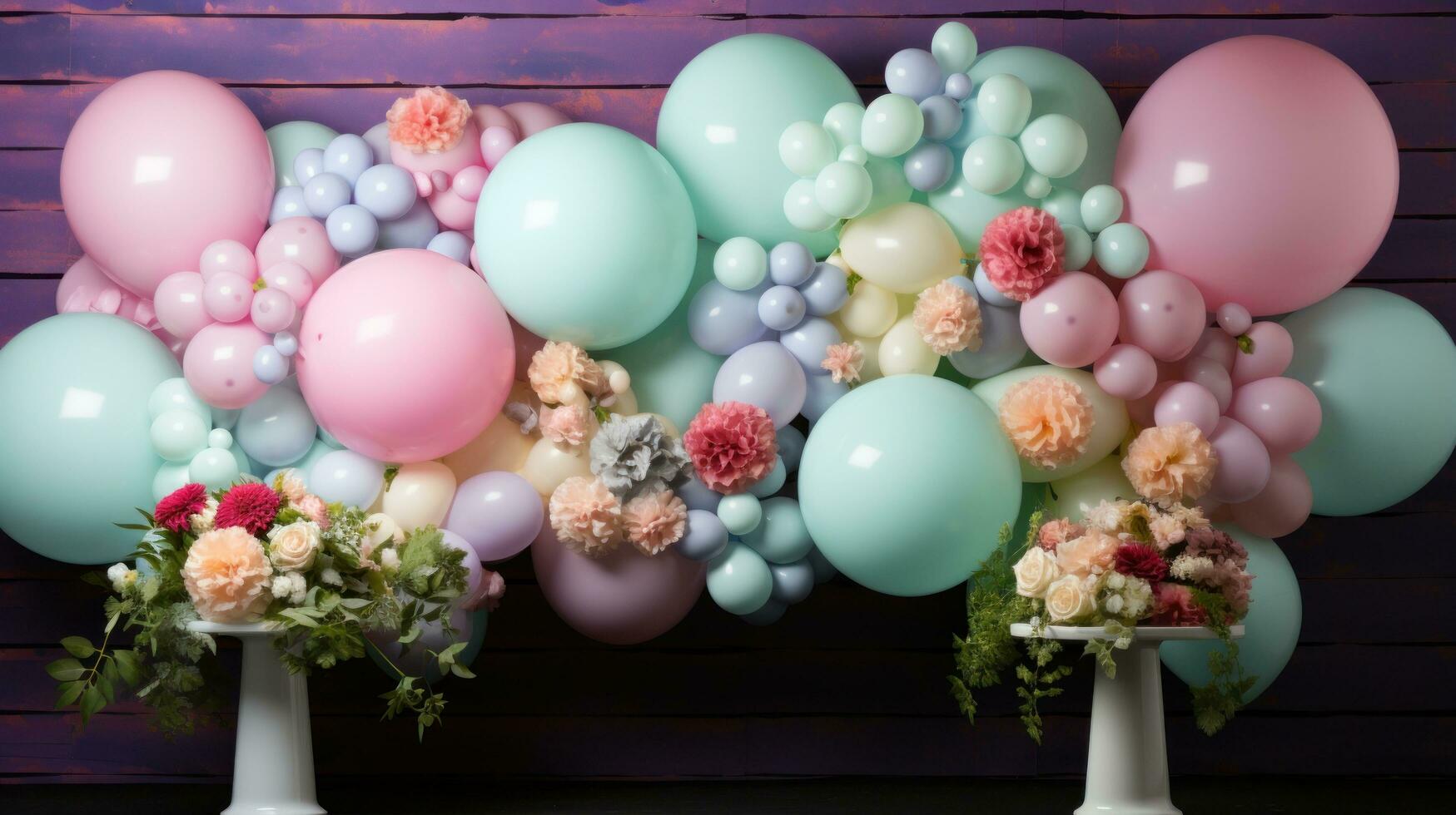 pastello Palloncino ghirlanda con fiori e verdura foto