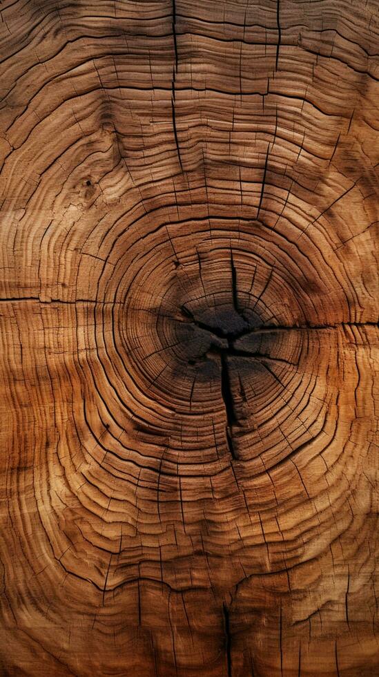 ispirata alla natura sfondo con un' file di strutturato abbaiare legna verticale mobile sfondo ai generato foto