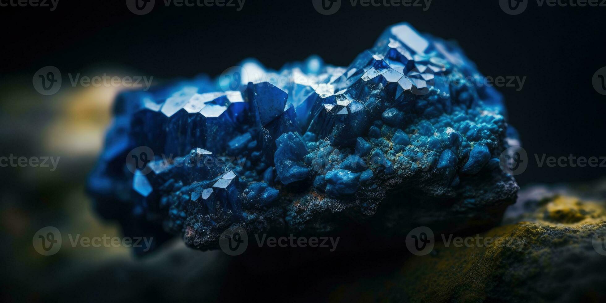 minerale pietra corindone blu avvicinamento. generativo ai foto