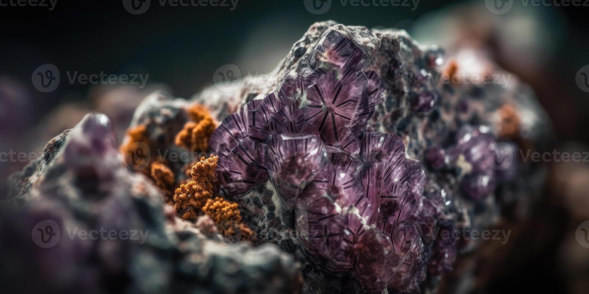 foto di il minerale pietra lepidolite avvicinamento, macro. generativo ai