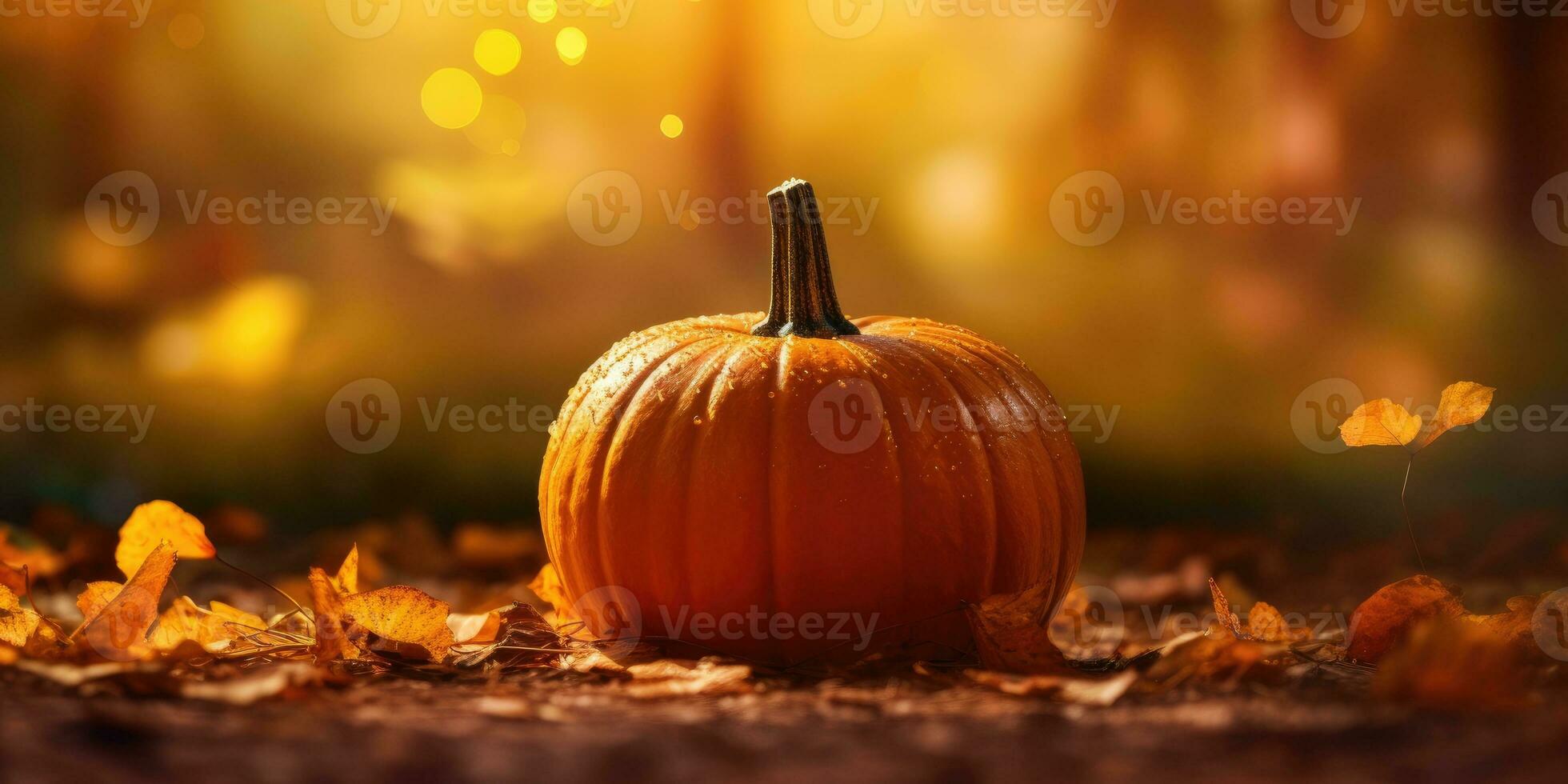 zucca su un' orizzontale Immagine con spazio per testo. foto su il tema di Halloween. generativo ai