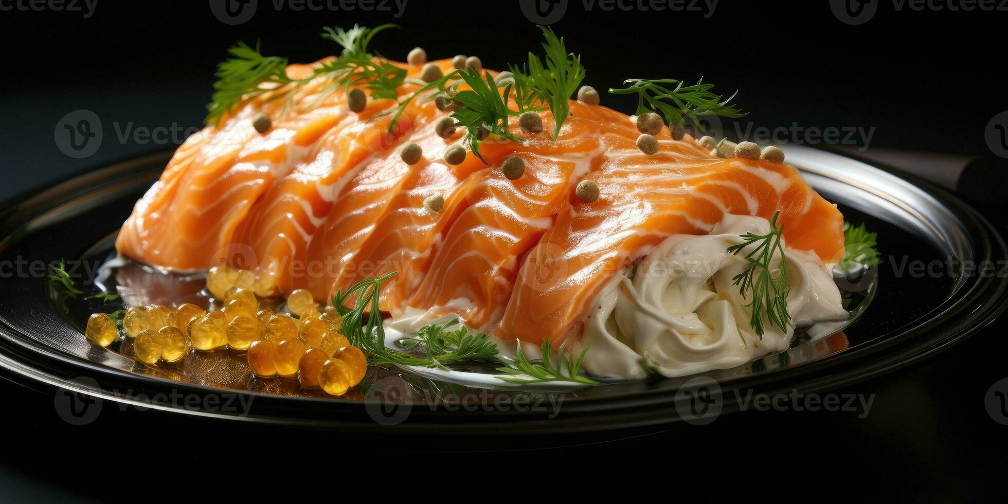 il nazionale piatto di Norvegia, rakfik. piatto avvicinamento. generativo ai foto
