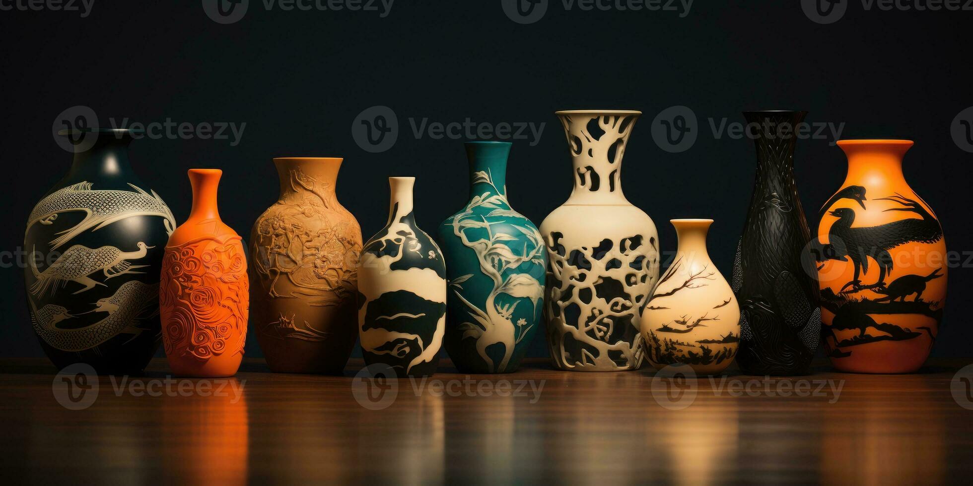 bellissimo Cinese vasi, nazionale modelli e disegni. generativo ai foto