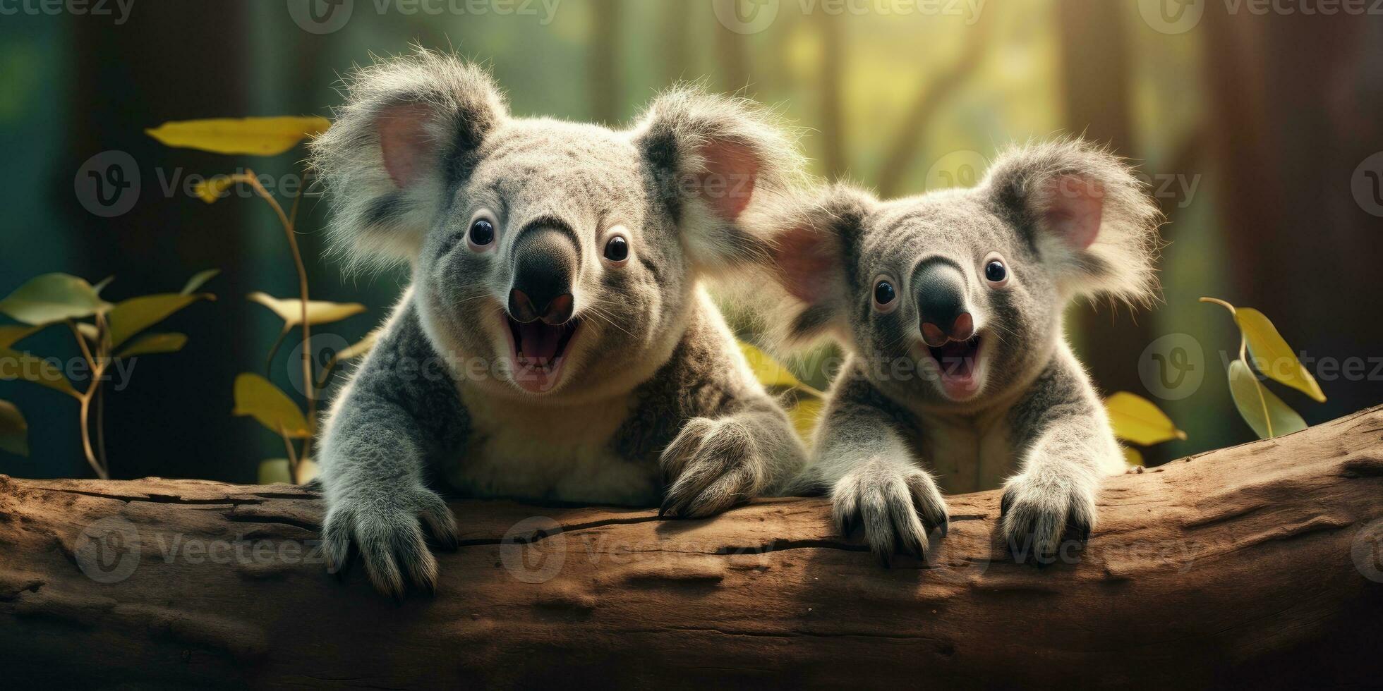 carino koala su ramo di eucalipto albero. generativo ai foto