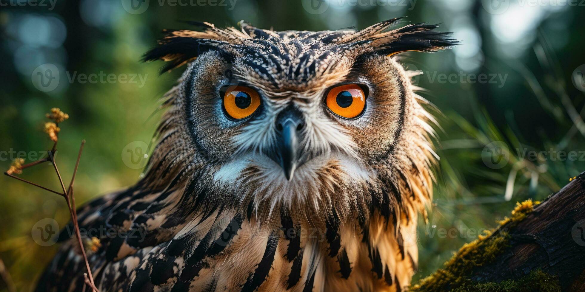 avvicinamento foto di un gufo. uccello nel il foresta. generativo ai