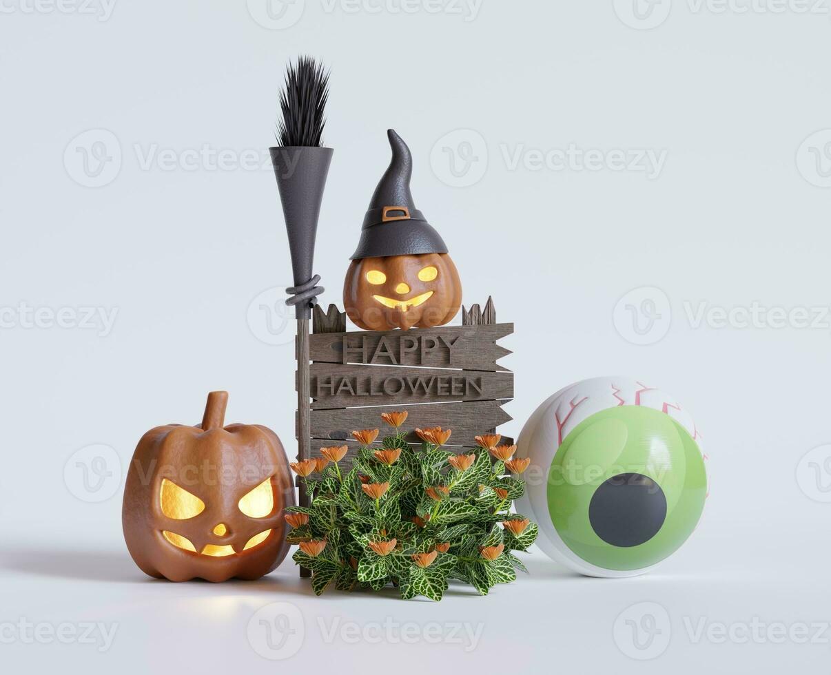 pauroso Halloween immagini o elementi creato con 3d Software per preparare per festeggiare Halloween quale è sinonimo con giallo zucche foto