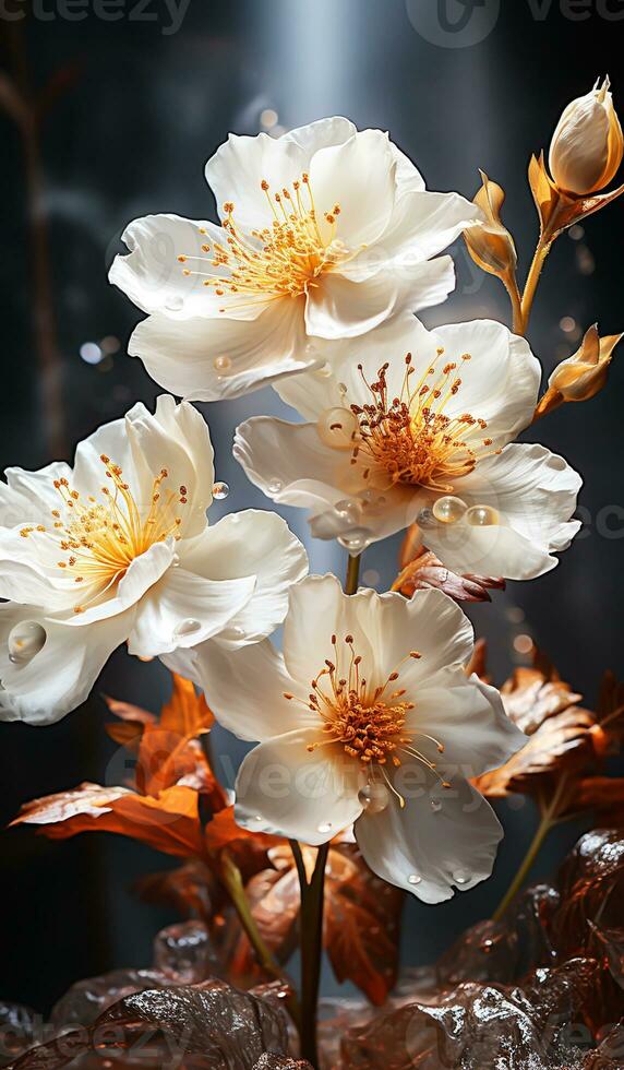 bianca e d'oro bellissimo fiori. ai generato foto