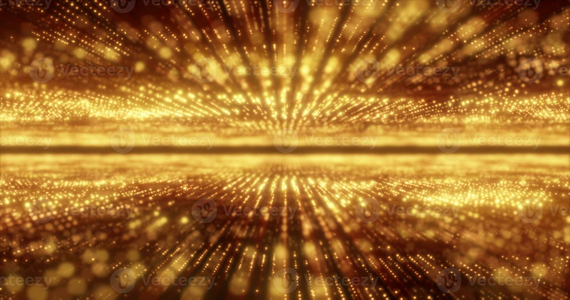 astratto giallo energia hi-tech Linee e digitale particelle volare nel un' tunnel con bokeh effetto raggiante sfondo foto