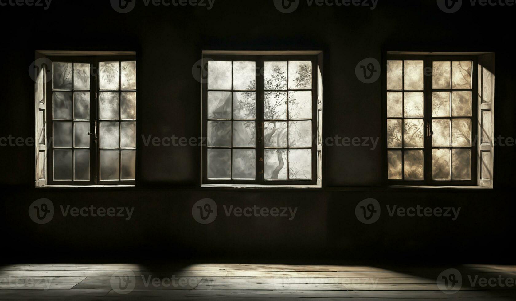 finestra dettaglio nel vecchio abbandonato Casa. ai generato foto