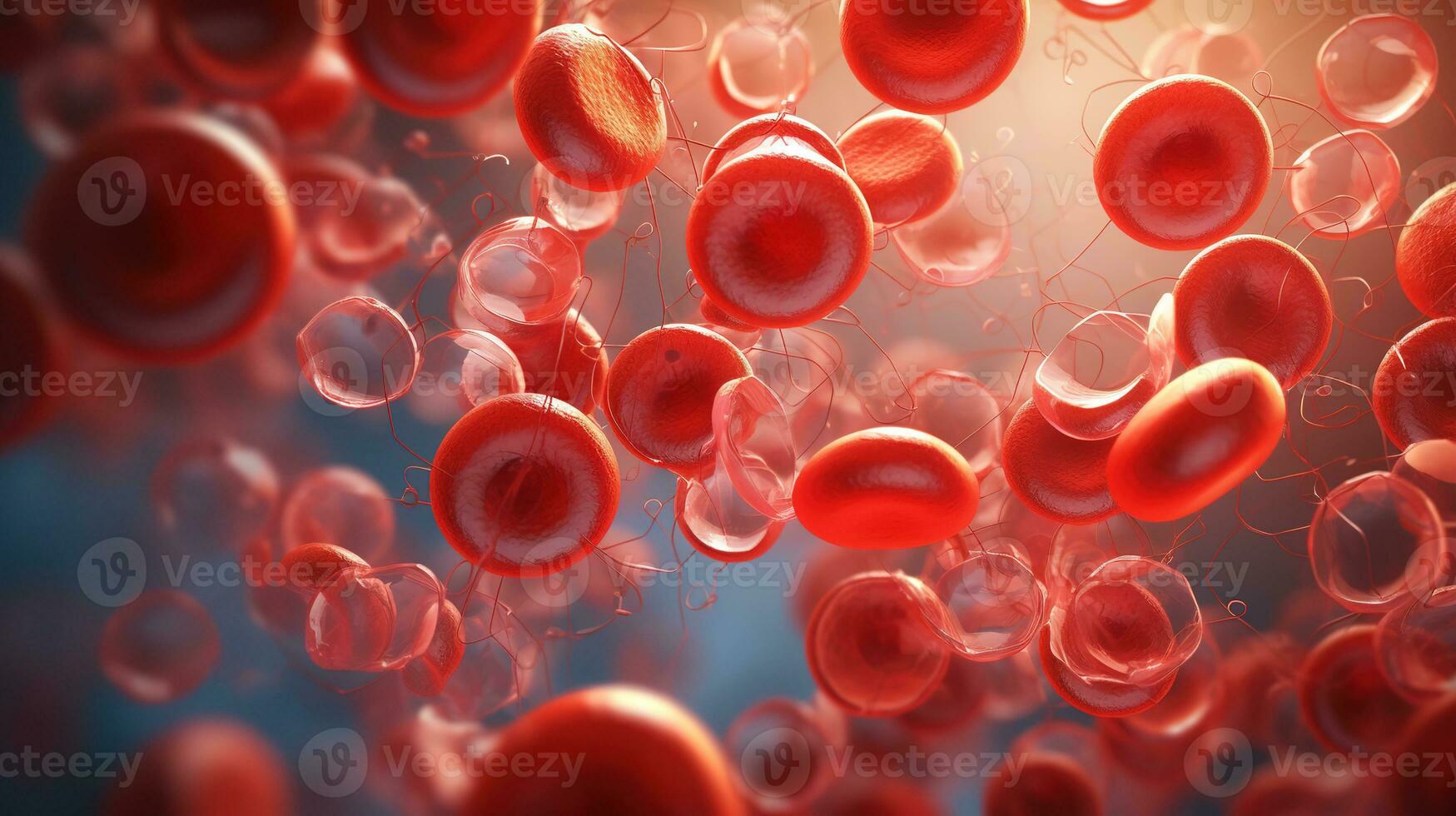 rosso sangue cellule dentro un arteria, vena. generativo ai foto