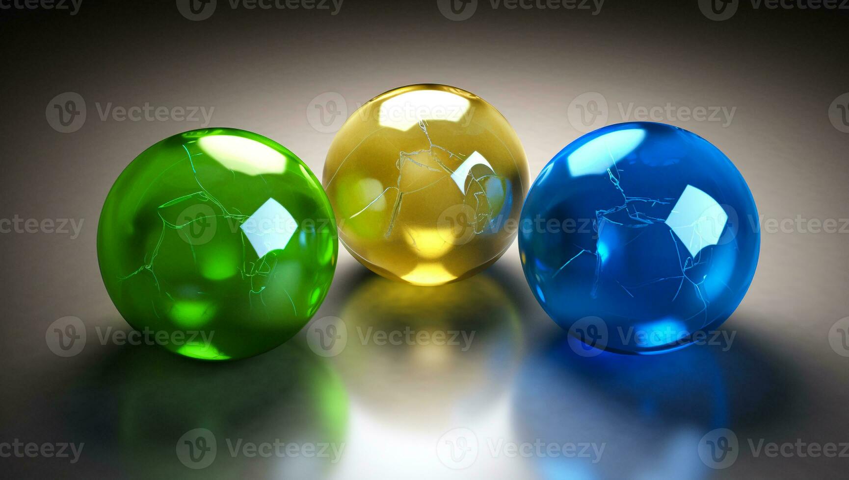 bicchiere o cristallo palle nel verde, giallo e blu - ai Generatore foto
