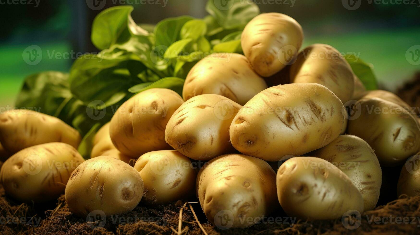 bellissimo fresco patate su un' Marrone terra ai generato foto